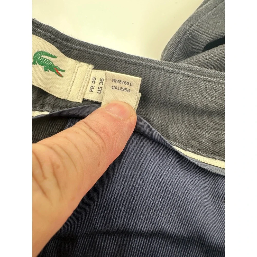 Lacoste Mens Slim Fit Chino Pants Navy Blue Cotton Trousers HH8238 Size 36 x 32